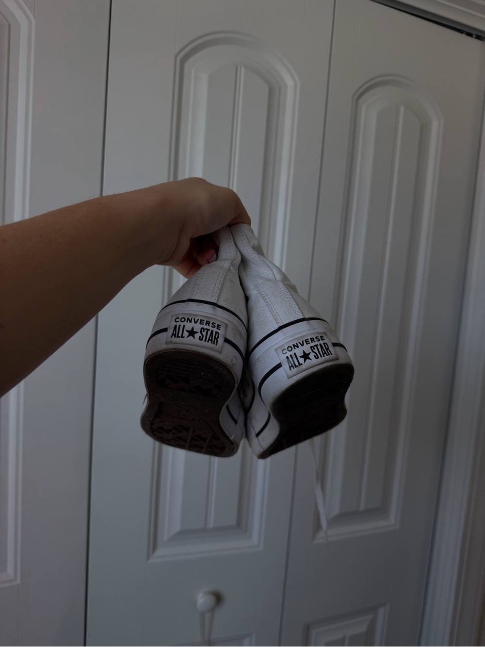 Converse White High Top Sneakers with Black Trim - Picture 4 of 6